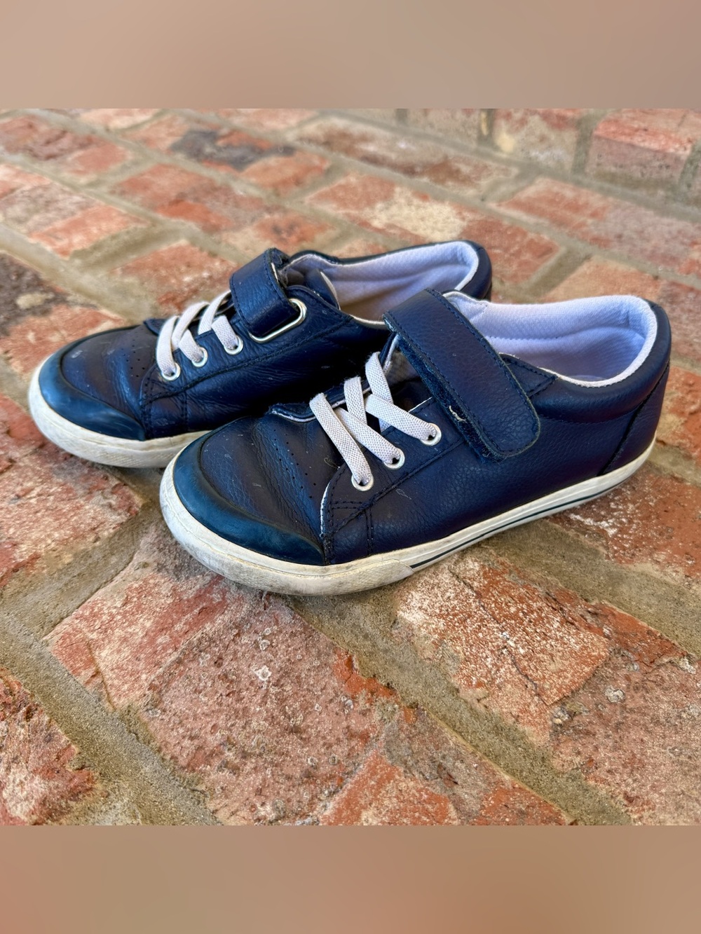 FootMates Navy and White Kids Sneakers with Hook-and-Loop Strap